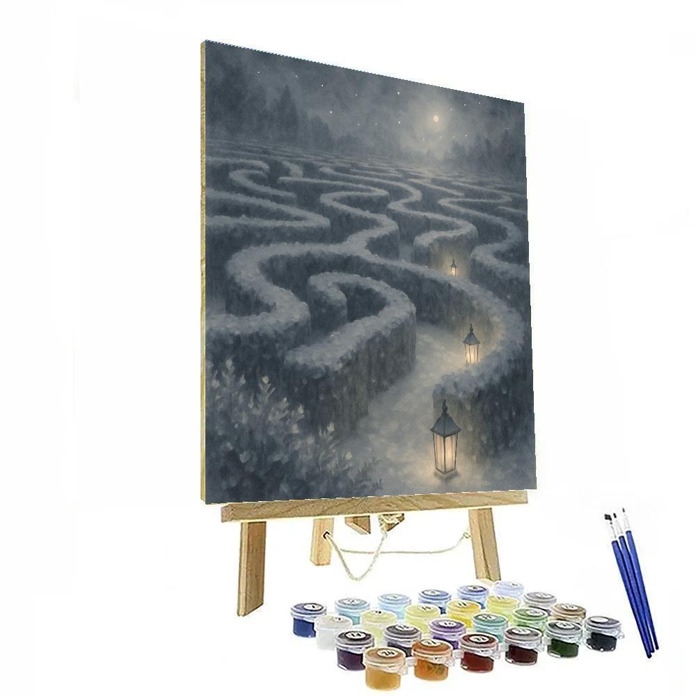 Snowy Lantern Labyrinth Evening paint by number