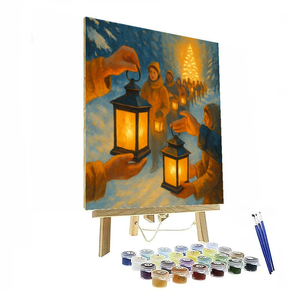 Winter Lantern Relay At Dusk Number painting