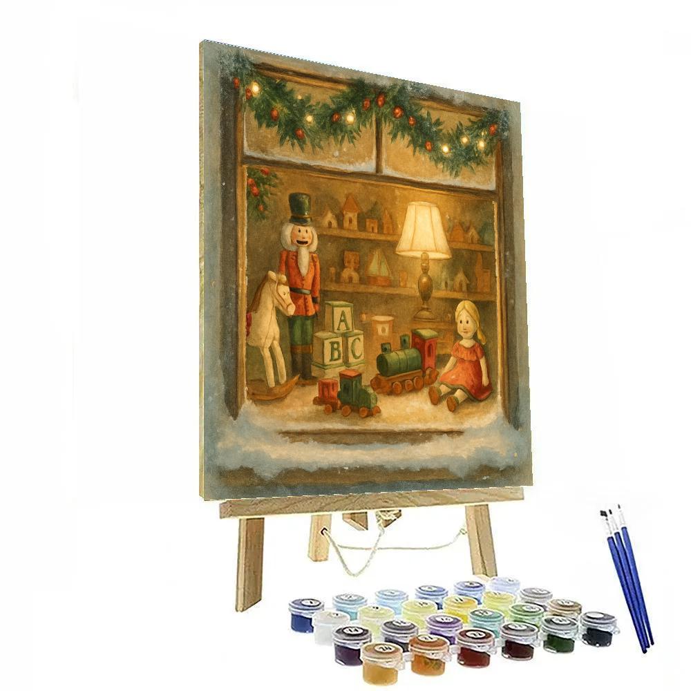 Frosted Toymaker Workshop Window paint by numbers