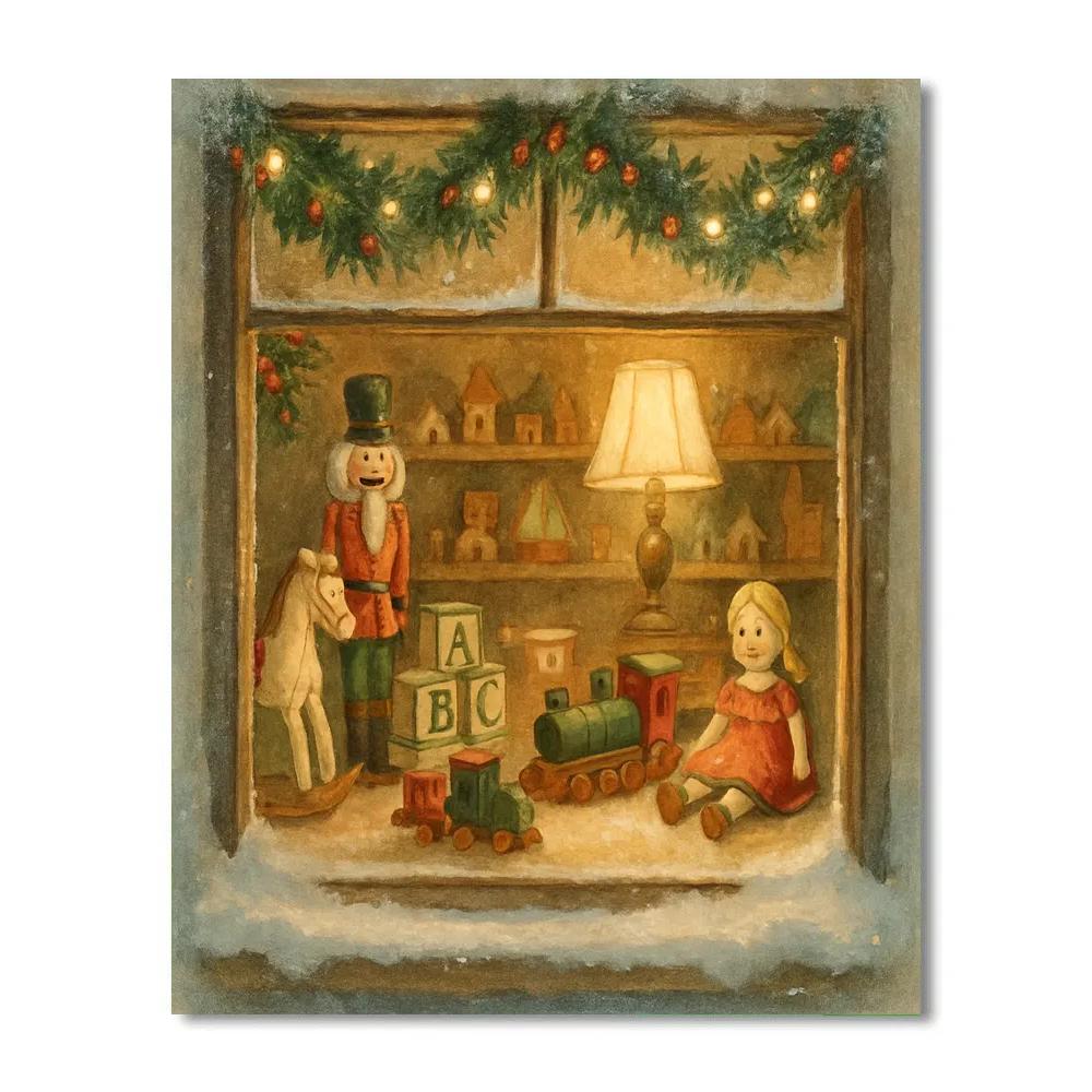 Frosted Toymaker Workshop Window paint by numbers