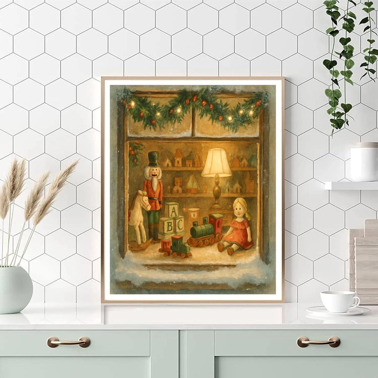 Frosted Toymaker Workshop Window paint by numbers