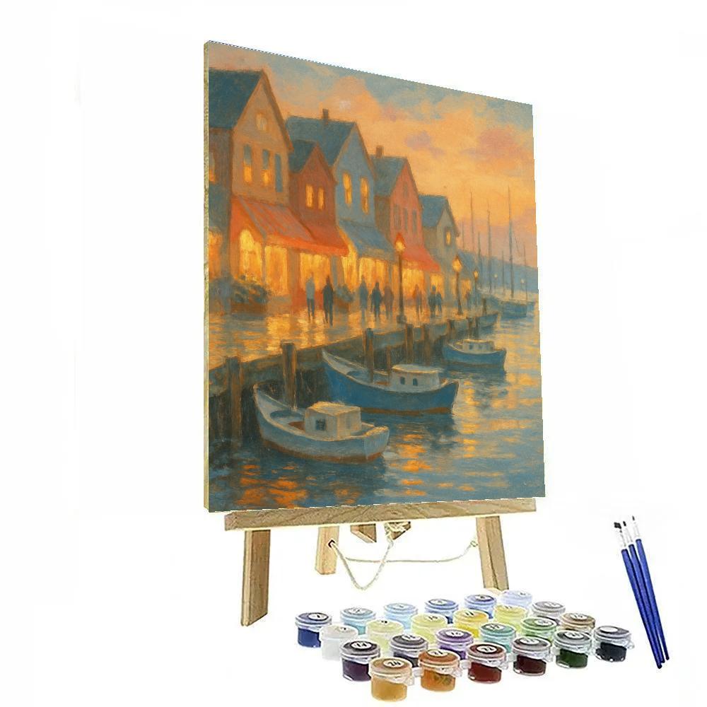 Cozy Harbor Town View Paint by numbers art