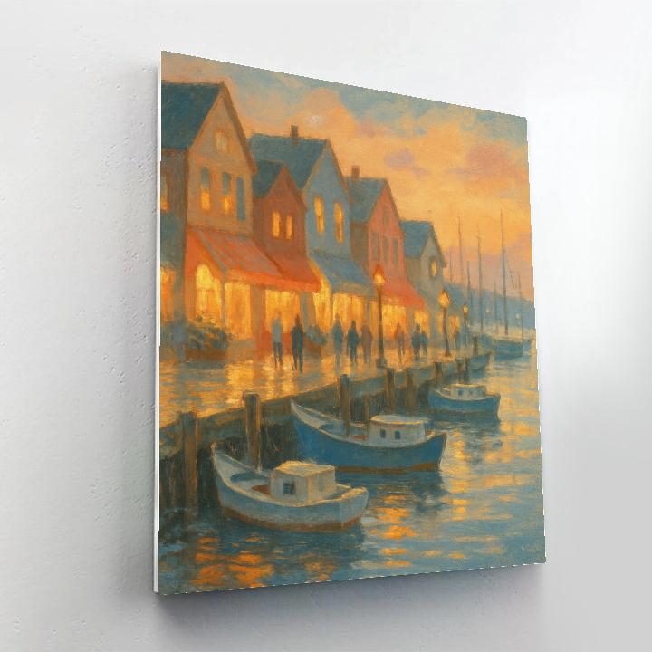 Cozy Harbor Town View Paint by numbers art