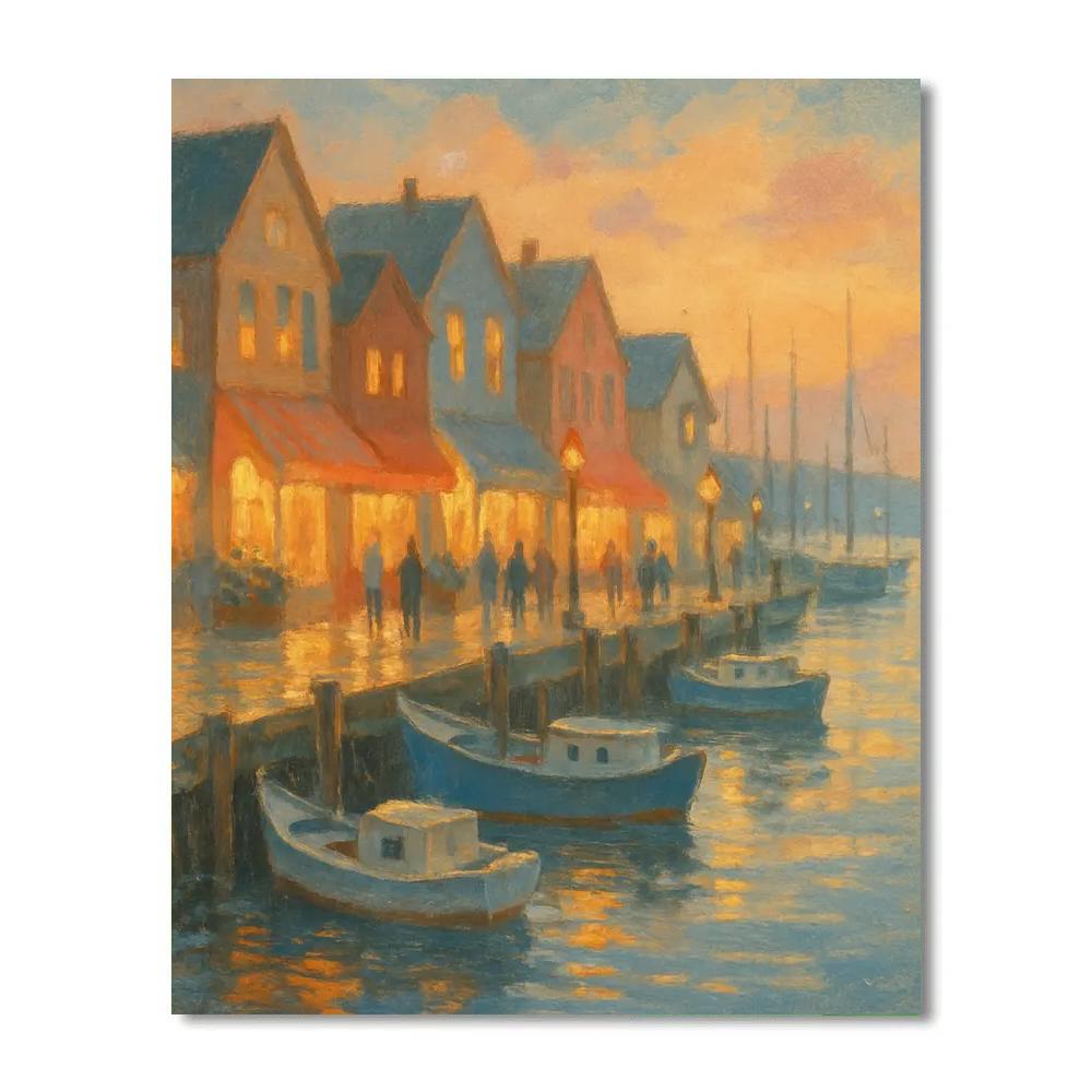 Cozy Harbor Town View Paint by numbers art
