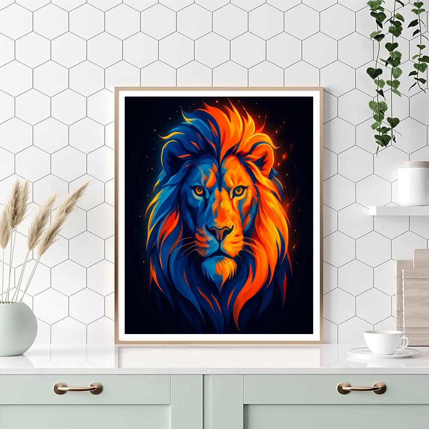 Solar Lion Portrait Numbered painting kits