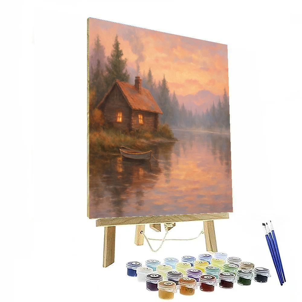 Sunrise Lake Cabin Vista paint by color