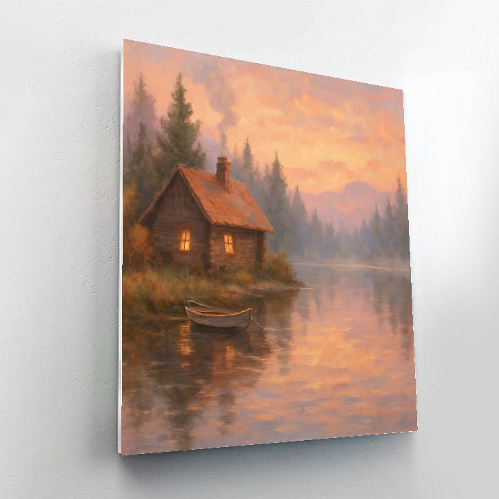 Sunrise Lake Cabin Vista paint by color
