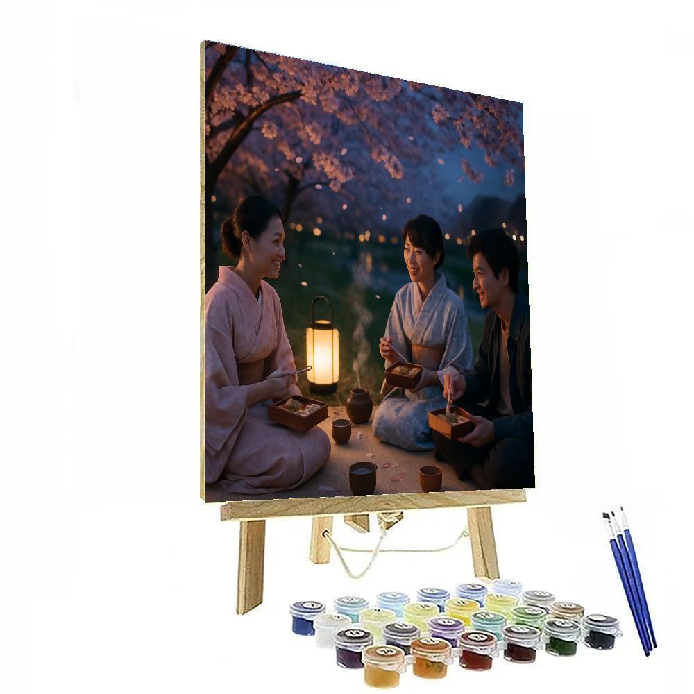 Spring Hanami Evening Picnic Number painting