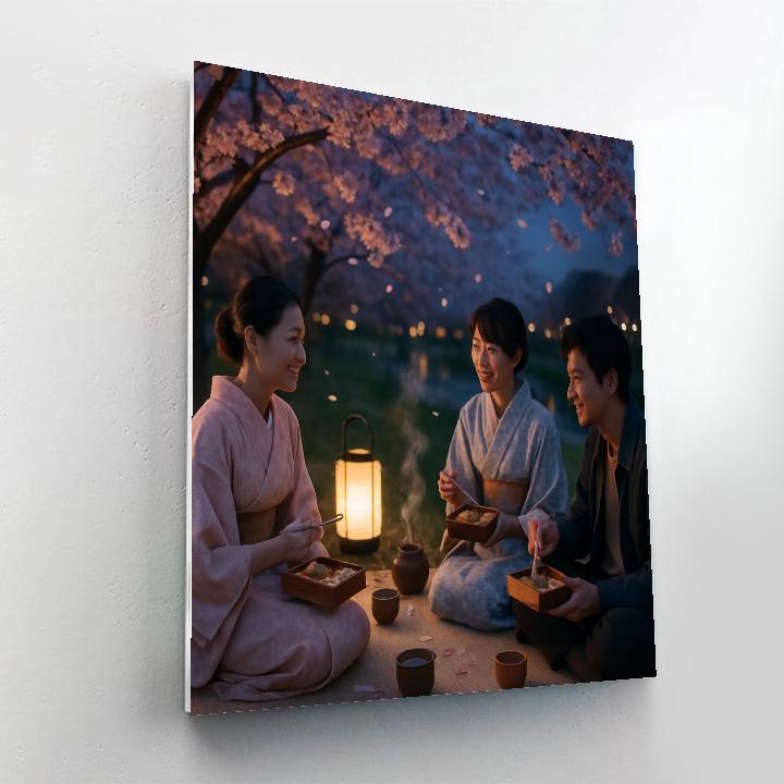Spring Hanami Evening Picnic Number painting