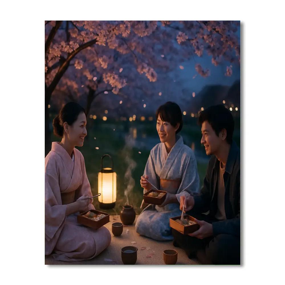 Spring Hanami Evening Picnic Number painting