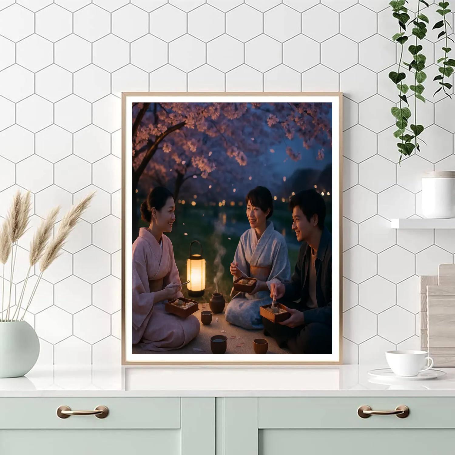 Spring Hanami Evening Picnic Number painting