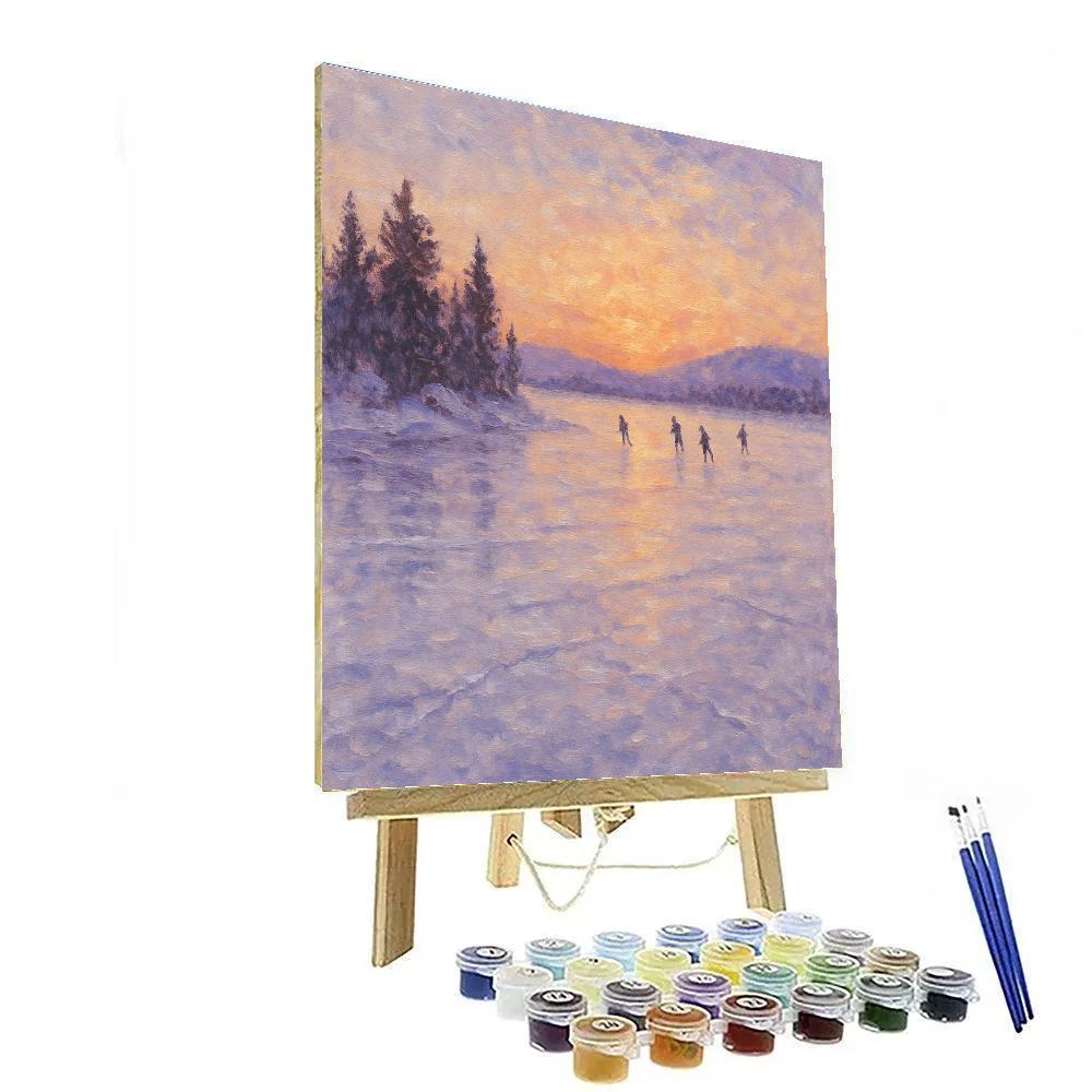 Frozen Lake Reflections Winter Scene paint by color
