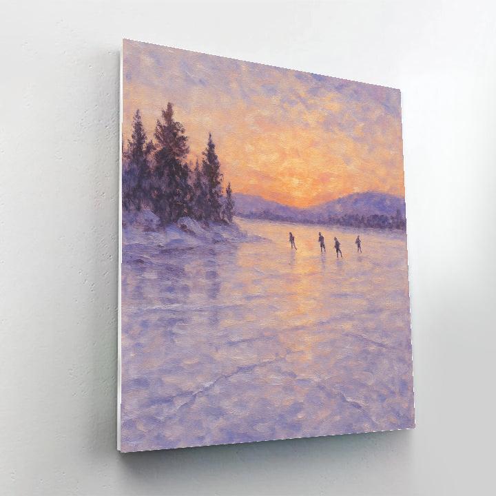 Frozen Lake Reflections Winter Scene paint by color
