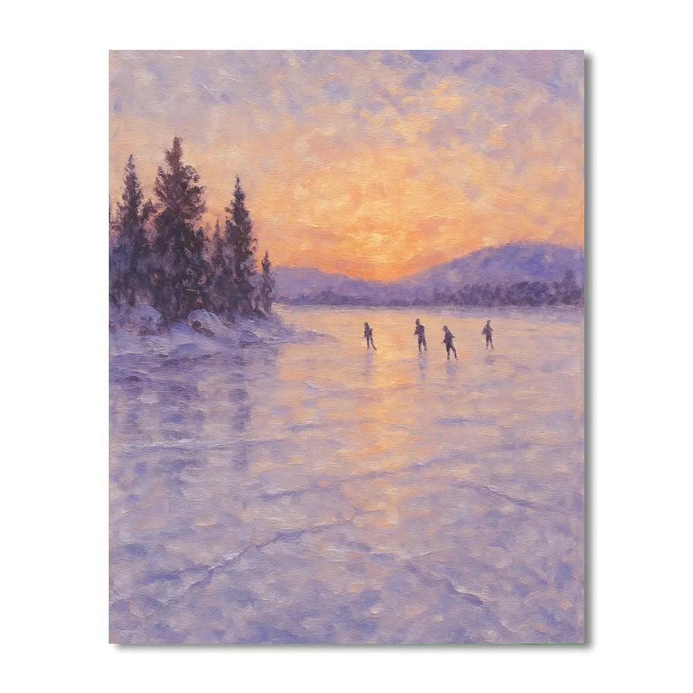 Frozen Lake Reflections Winter Scene paint by color