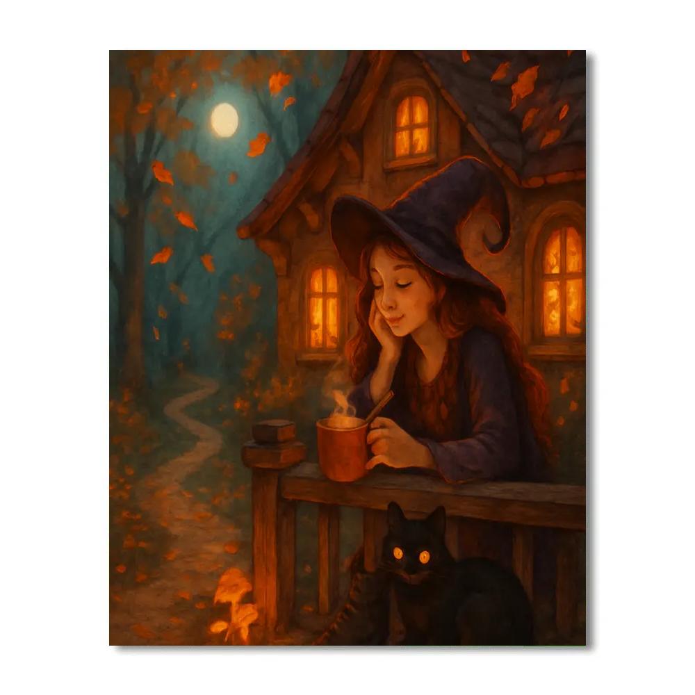Cottage Witch On The Porch paint by number