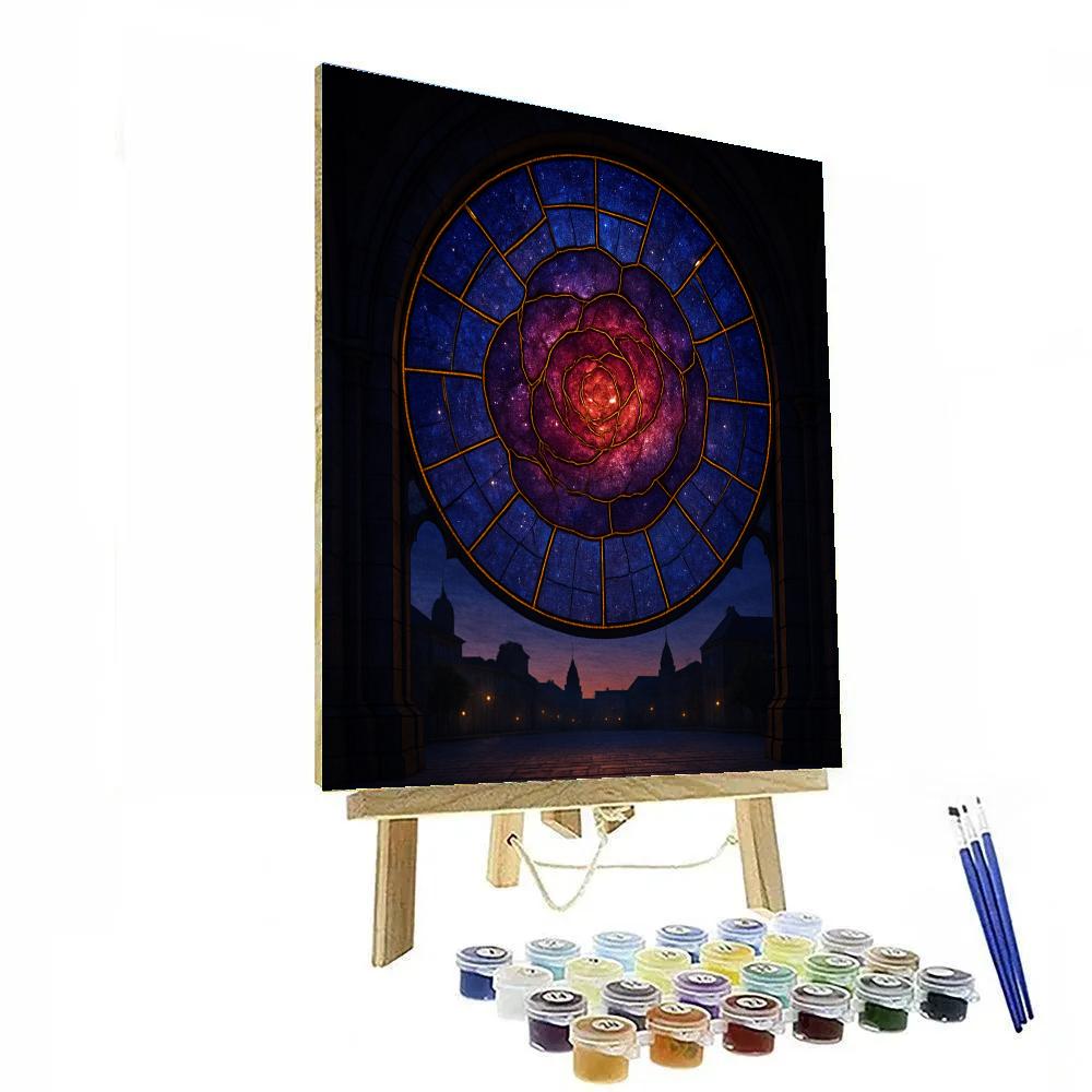 Stained Glass Nebula Rose Numbered painting kits