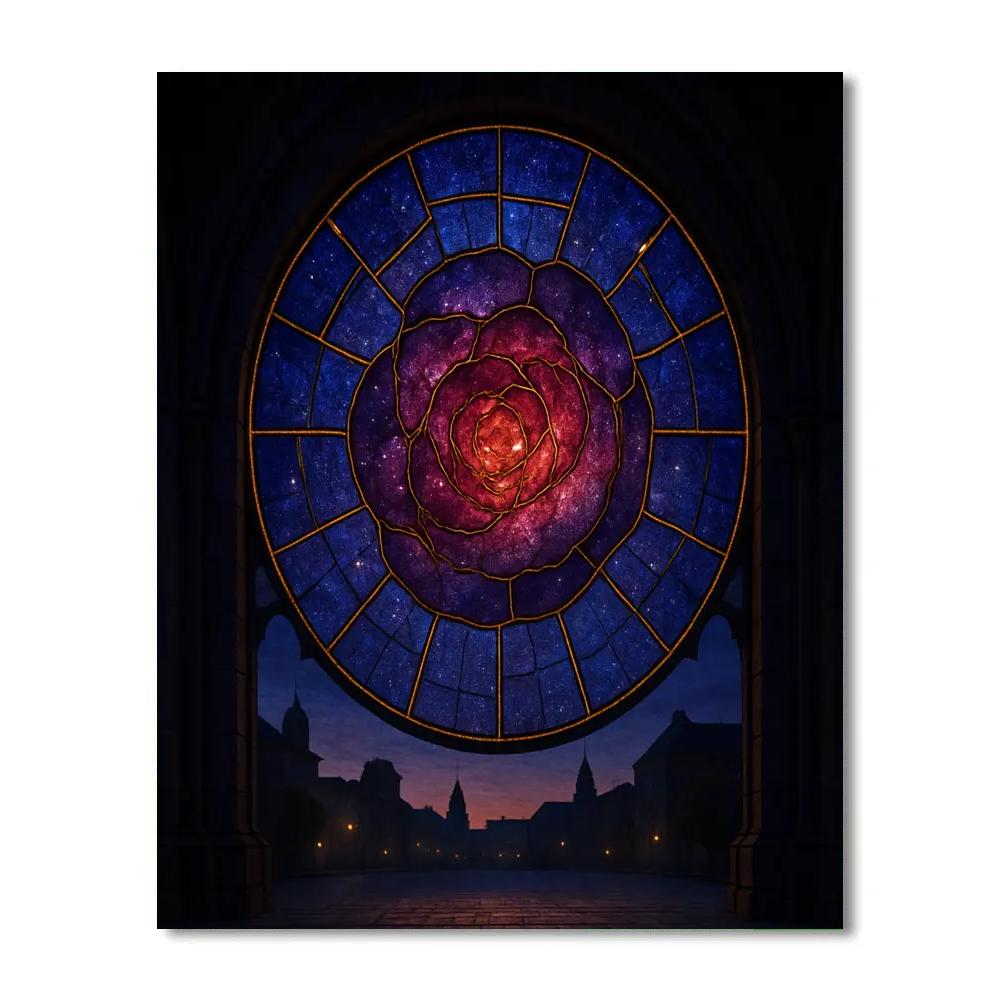 Stained Glass Nebula Rose Numbered painting kits