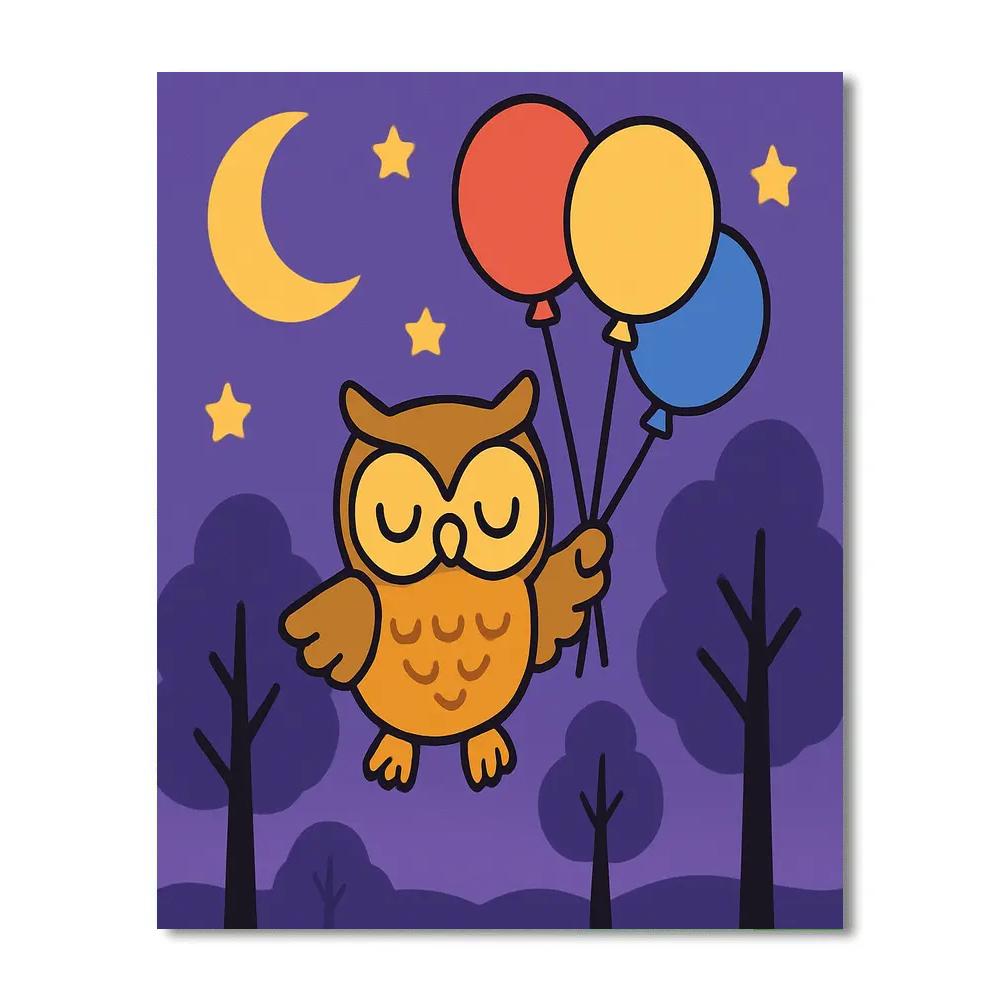 Midnight Balloon Forest Owl Paint by numbers kits