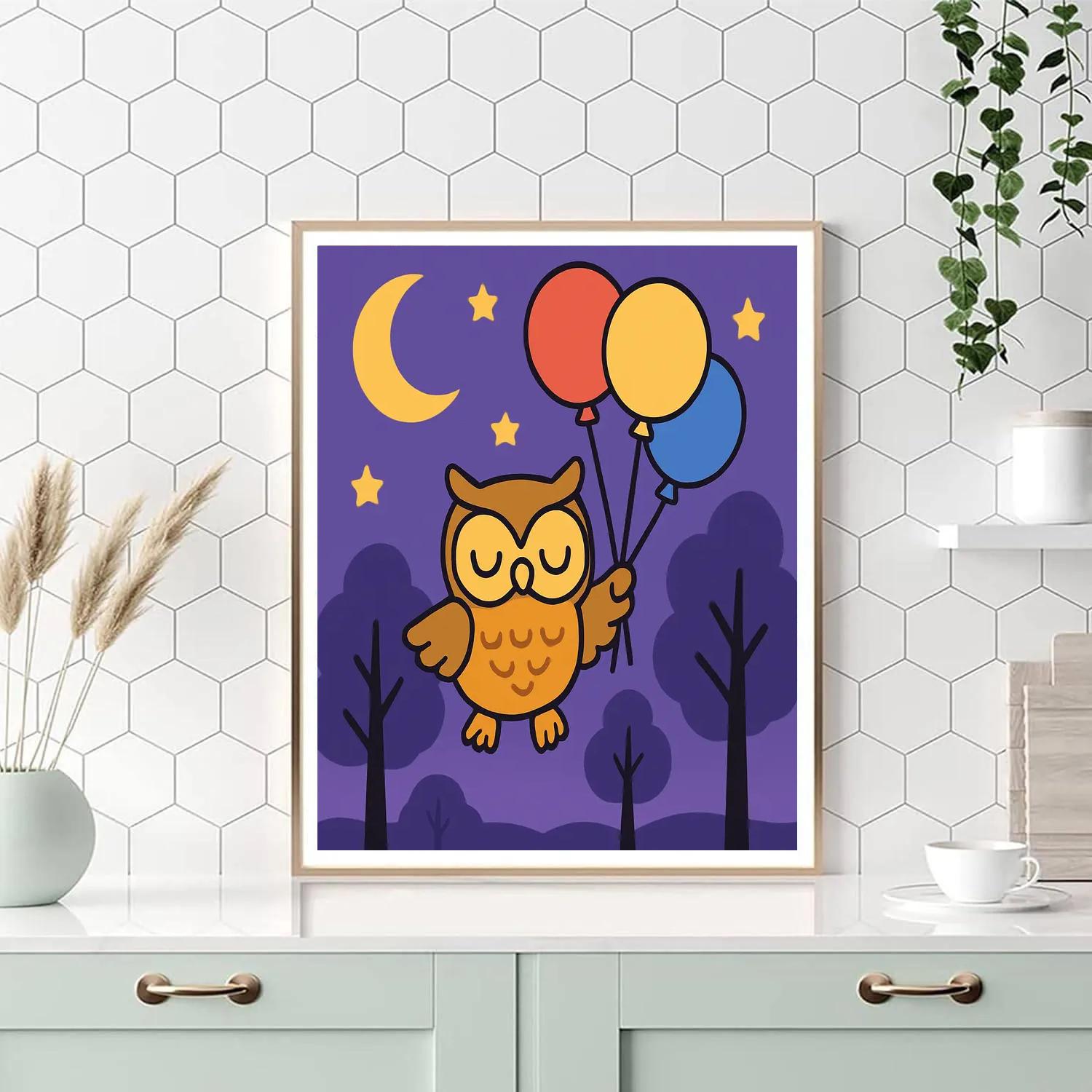 Midnight Balloon Forest Owl Paint by numbers kits