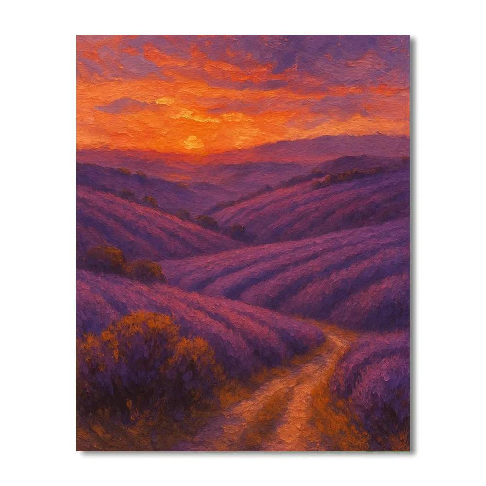Sunset Over Lavender Ridges paint by color