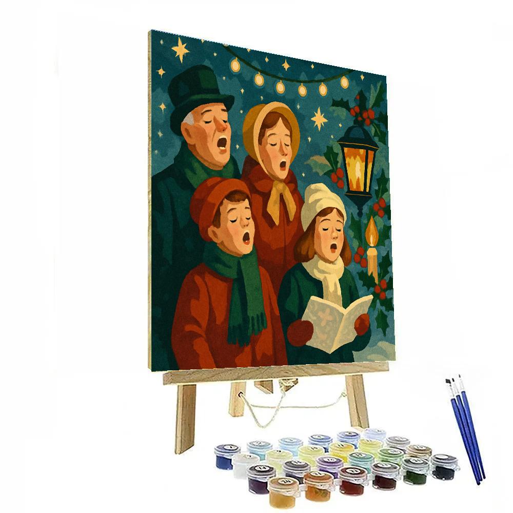 Starlit Carolers’ Embrace painting number kit