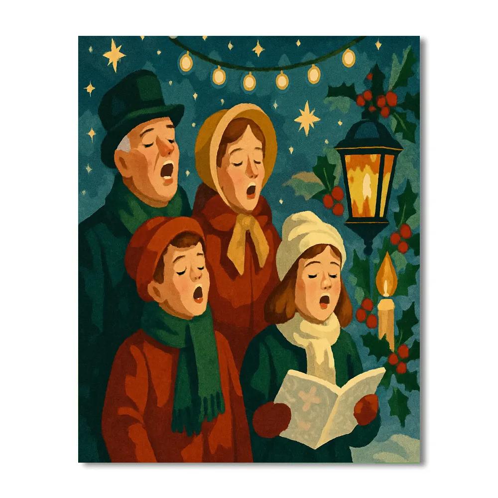 Starlit Carolers’ Embrace painting number kit