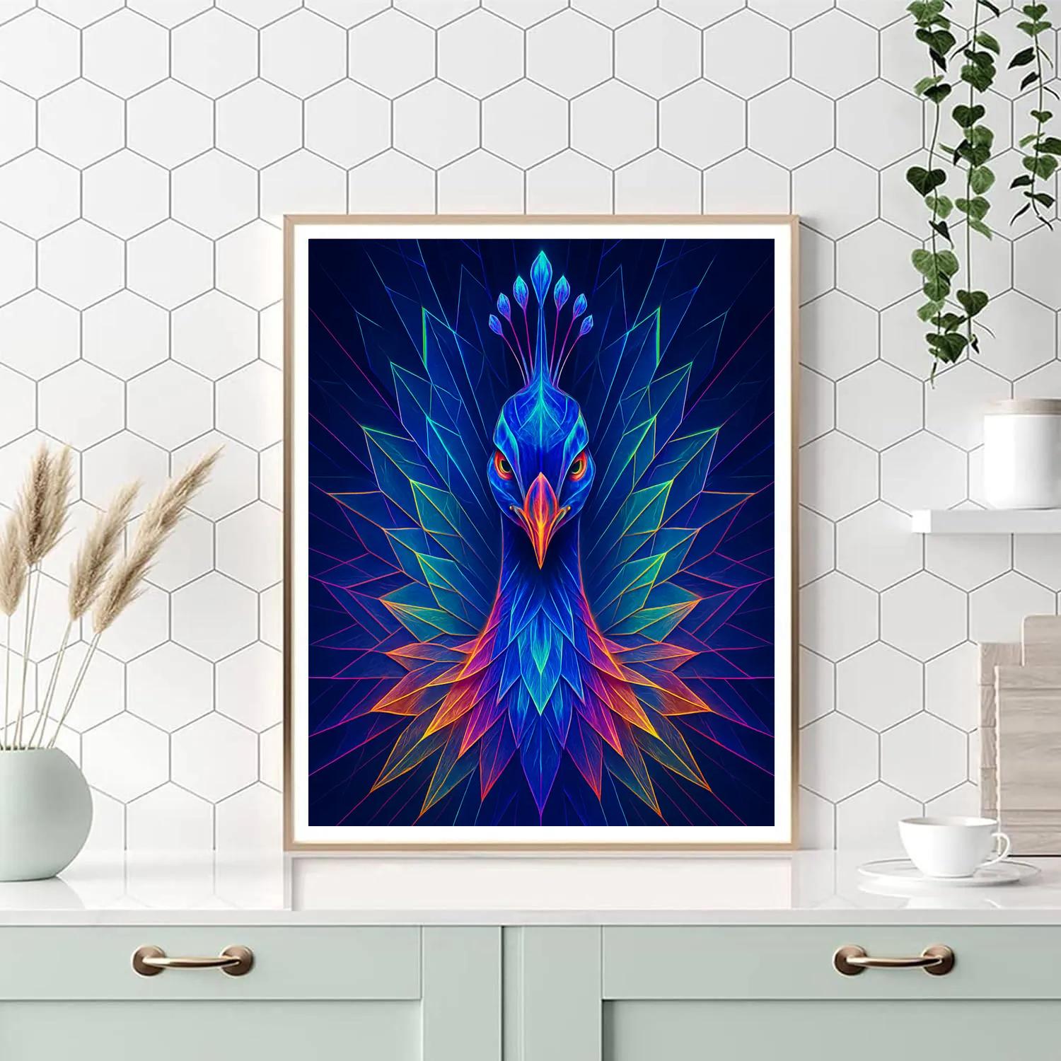 Regal Peacock Burst Painting by numbers kit