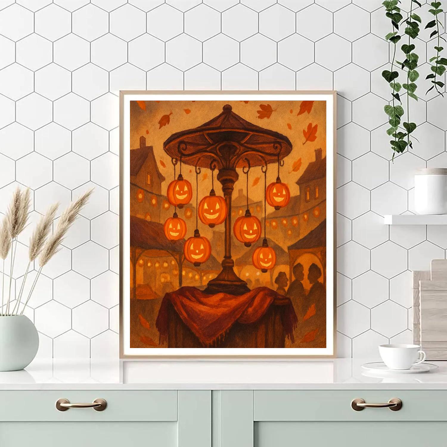 Harvest Lantern Carousel Numbered painting kits