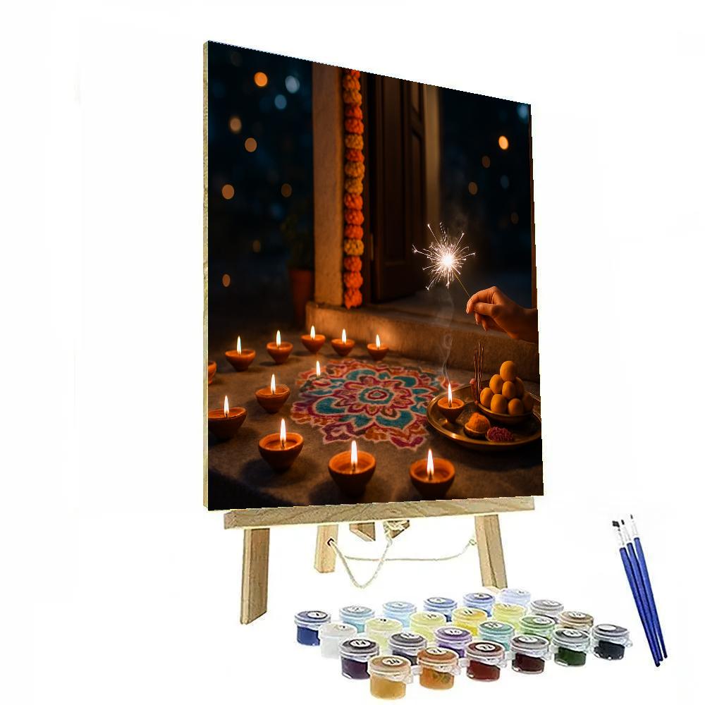 Diwali Doorstep Candlelight paint by numbers