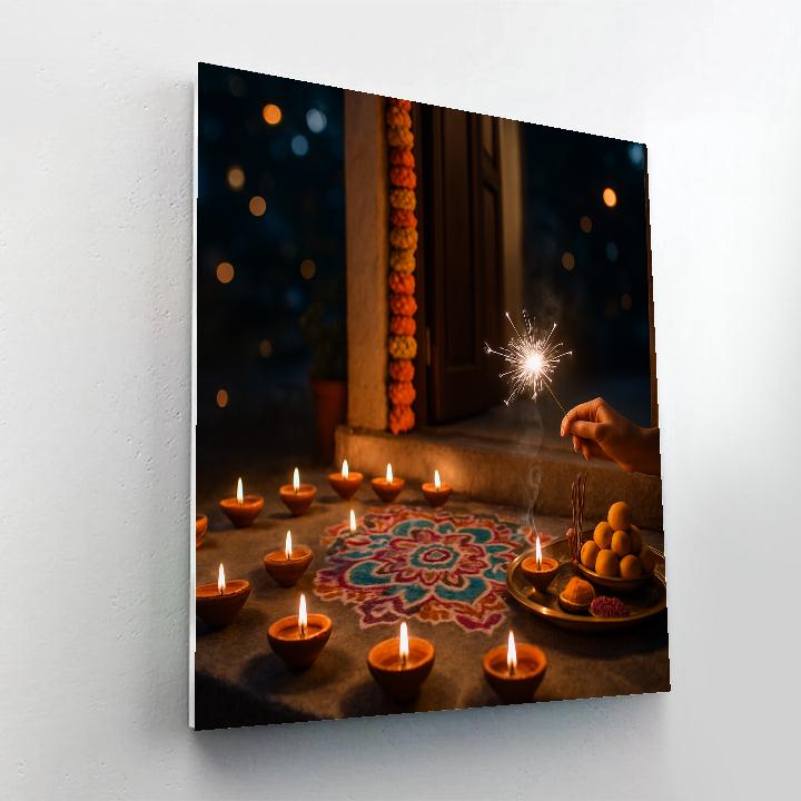 Diwali Doorstep Candlelight paint by numbers