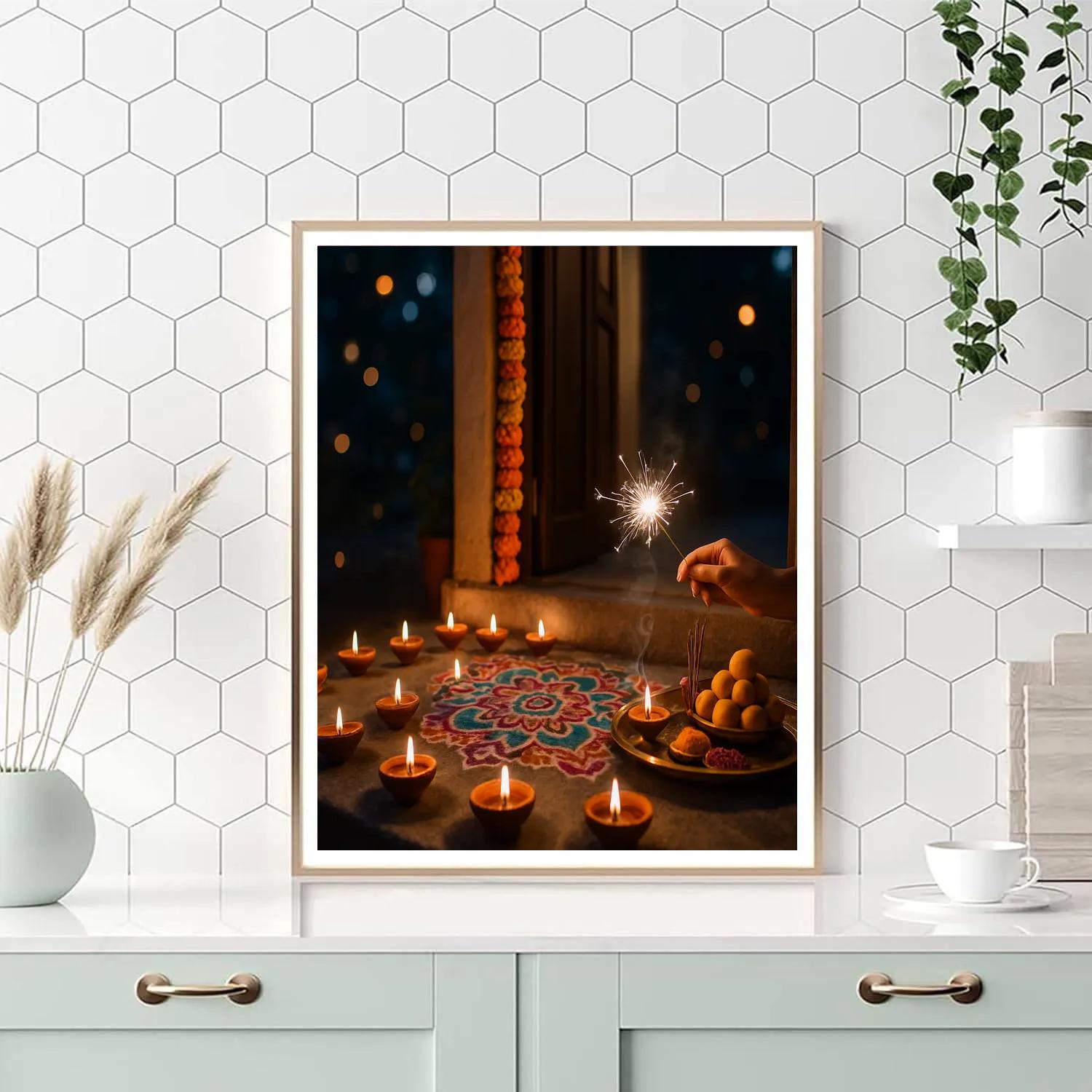 Diwali Doorstep Candlelight paint by numbers