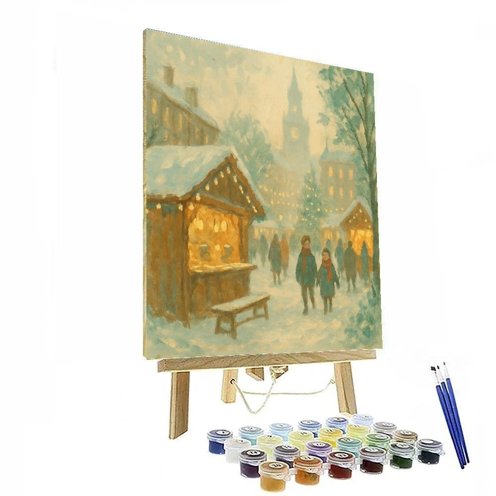 Snowmarket Morning Scene DIY paint by numbers