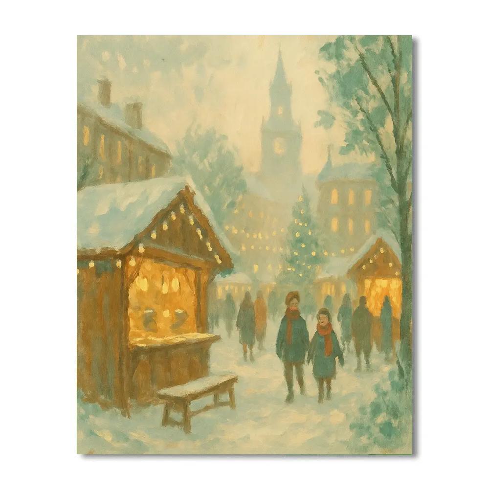 Snowmarket Morning Scene DIY paint by numbers