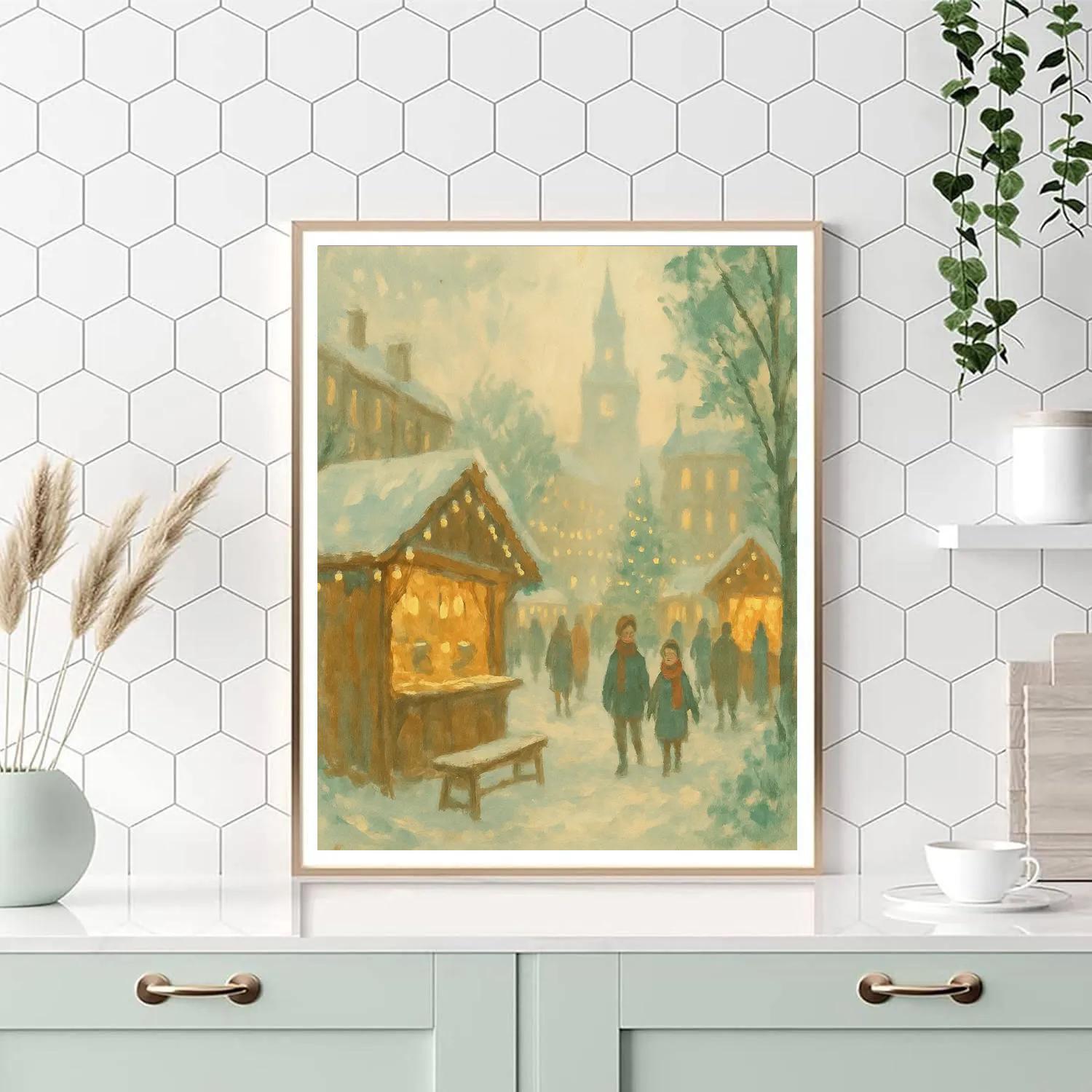 Snowmarket Morning Scene DIY paint by numbers