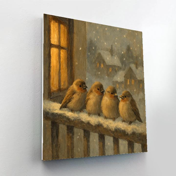 Snowy Finch Balcony Rest Paint by numbers art