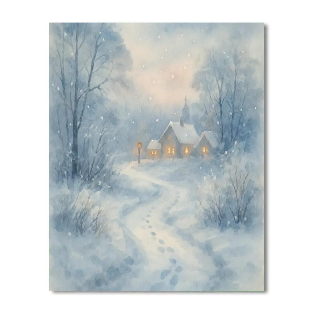 Snow Path To The Village Numbered painting kits