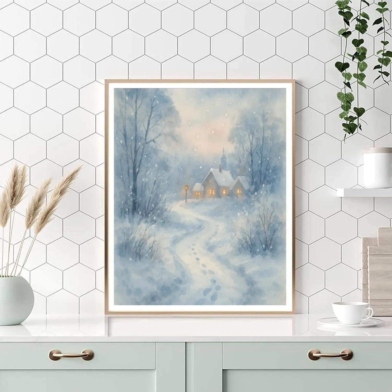 Snow Path To The Village Numbered painting kits