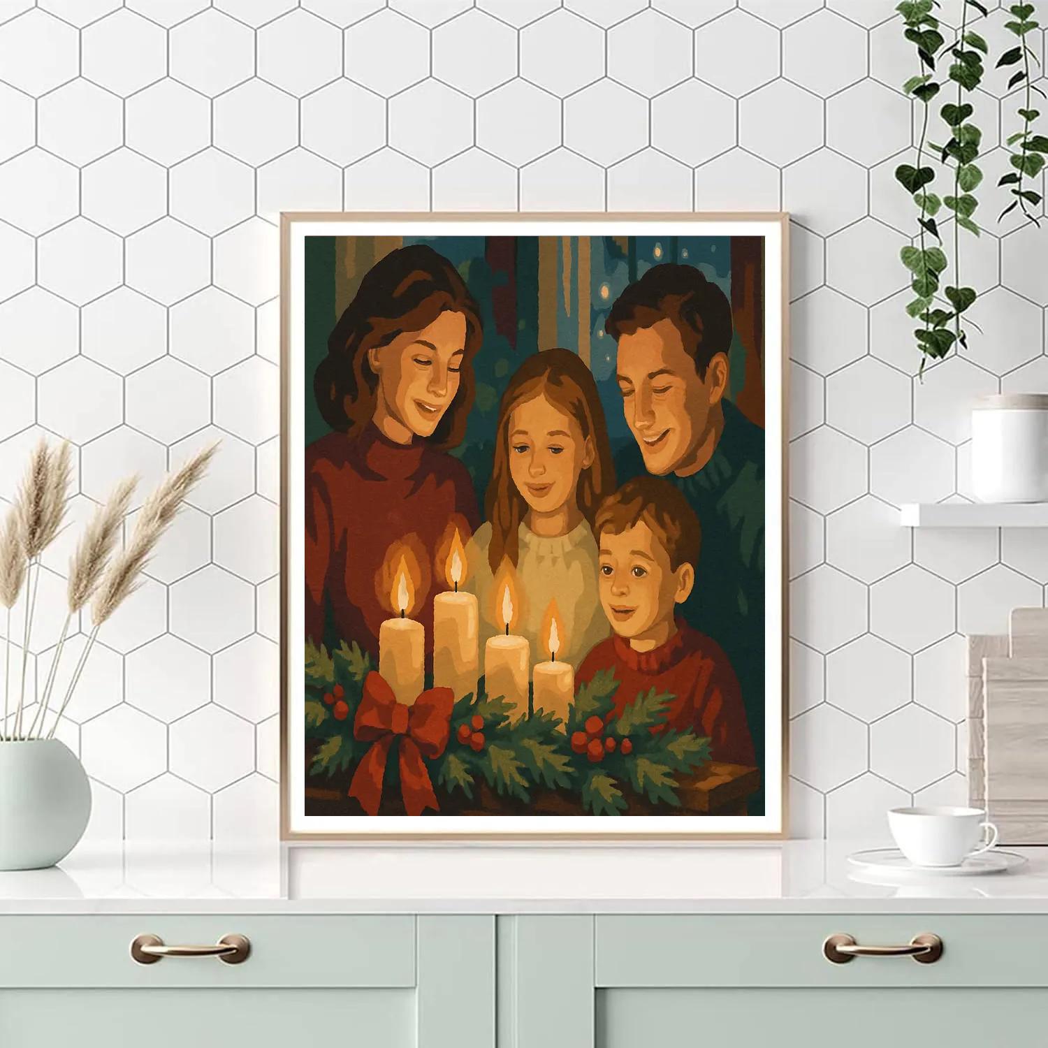 Candles And Carol Light Painting by numbers kit