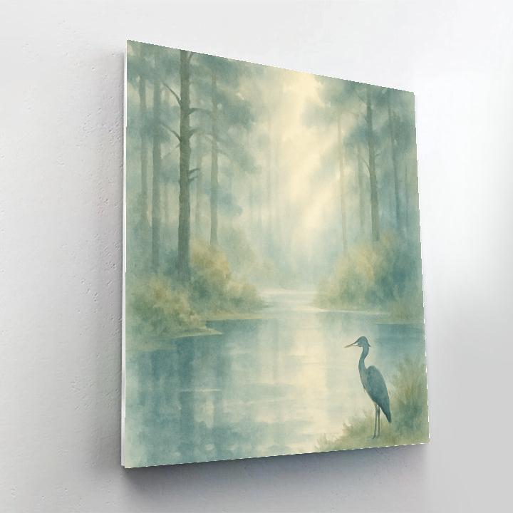 Misty Morning Forest Pond Painting by numbers kit