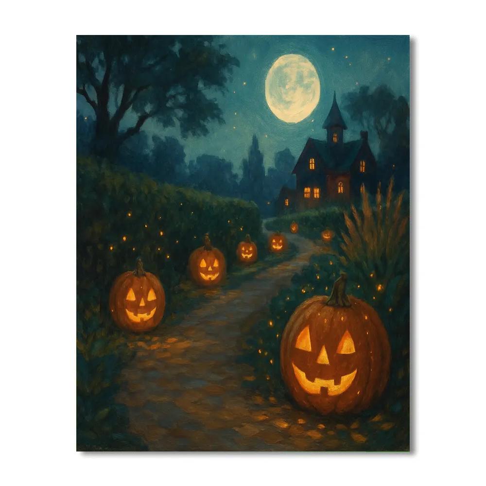 Moon Garden Jack O Lantern Path Paint by numbers kits