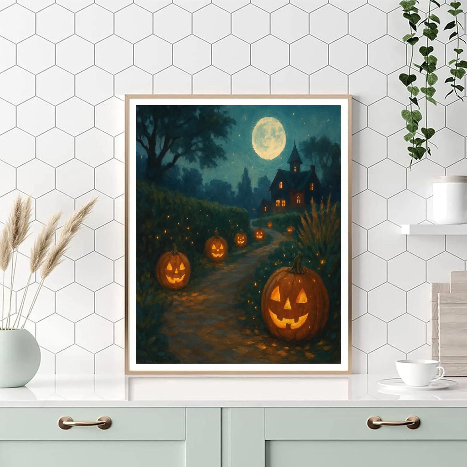 Moon Garden Jack O Lantern Path Paint by numbers kits
