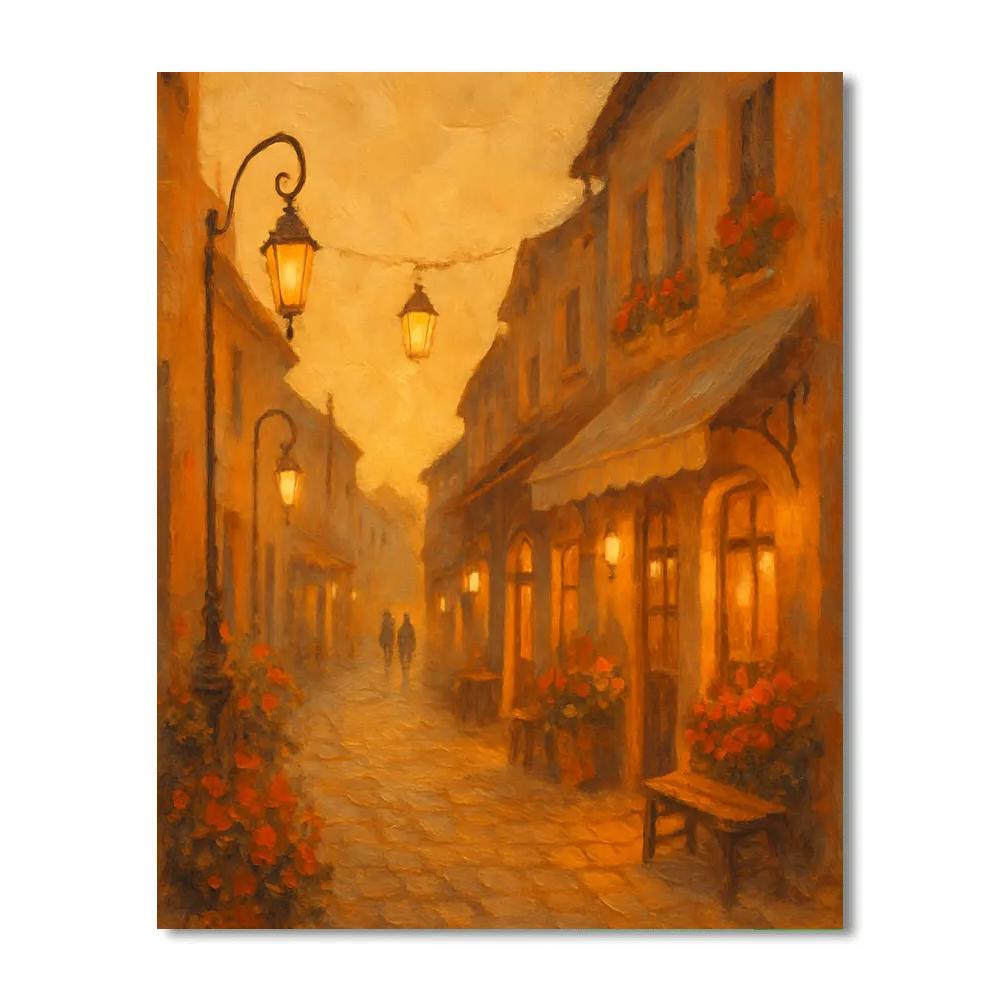 Sunset Boulevard With Cozy Lanterns Painting by numbers kit