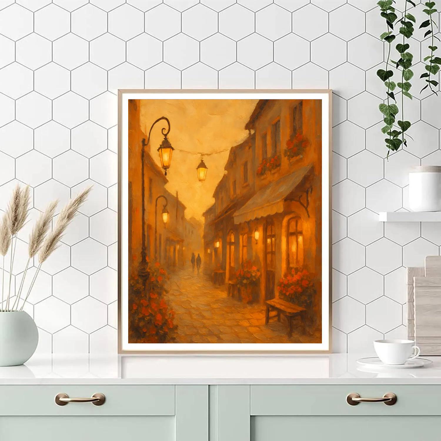 Sunset Boulevard With Cozy Lanterns Painting by numbers kit