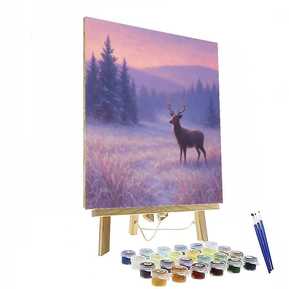 Deer At Dusk Winter Meadow Painting by numbers kit