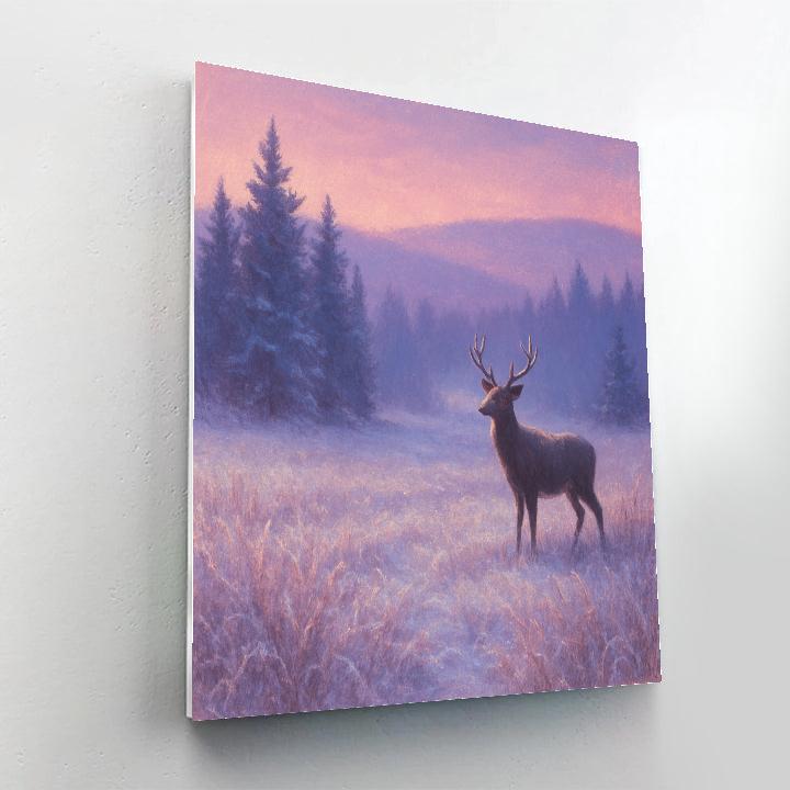 Deer At Dusk Winter Meadow Painting by numbers kit