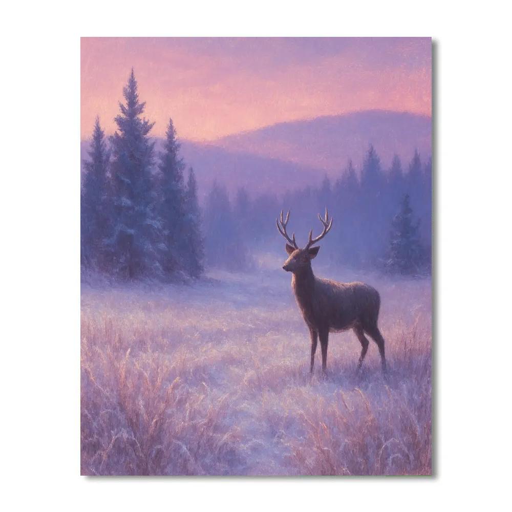 Deer At Dusk Winter Meadow Painting by numbers kit