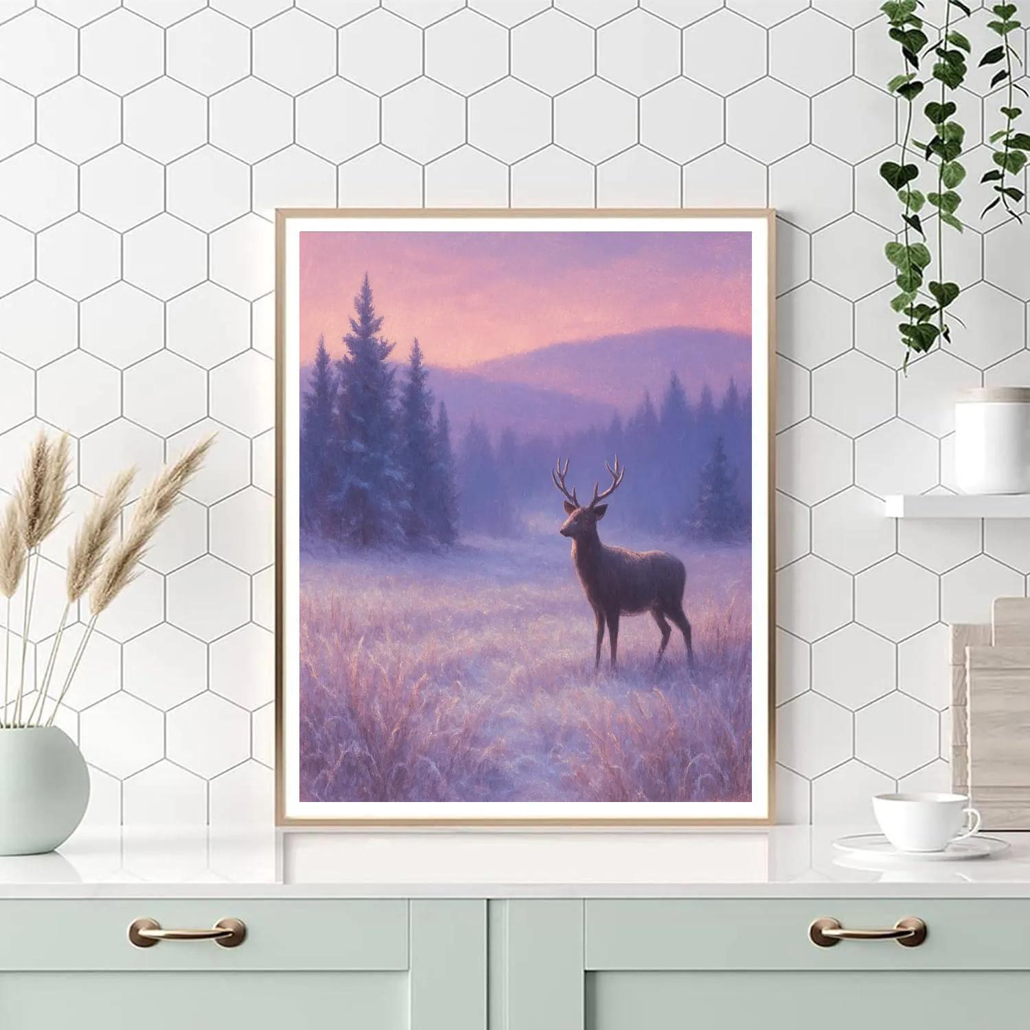 Deer At Dusk Winter Meadow Painting by numbers kit