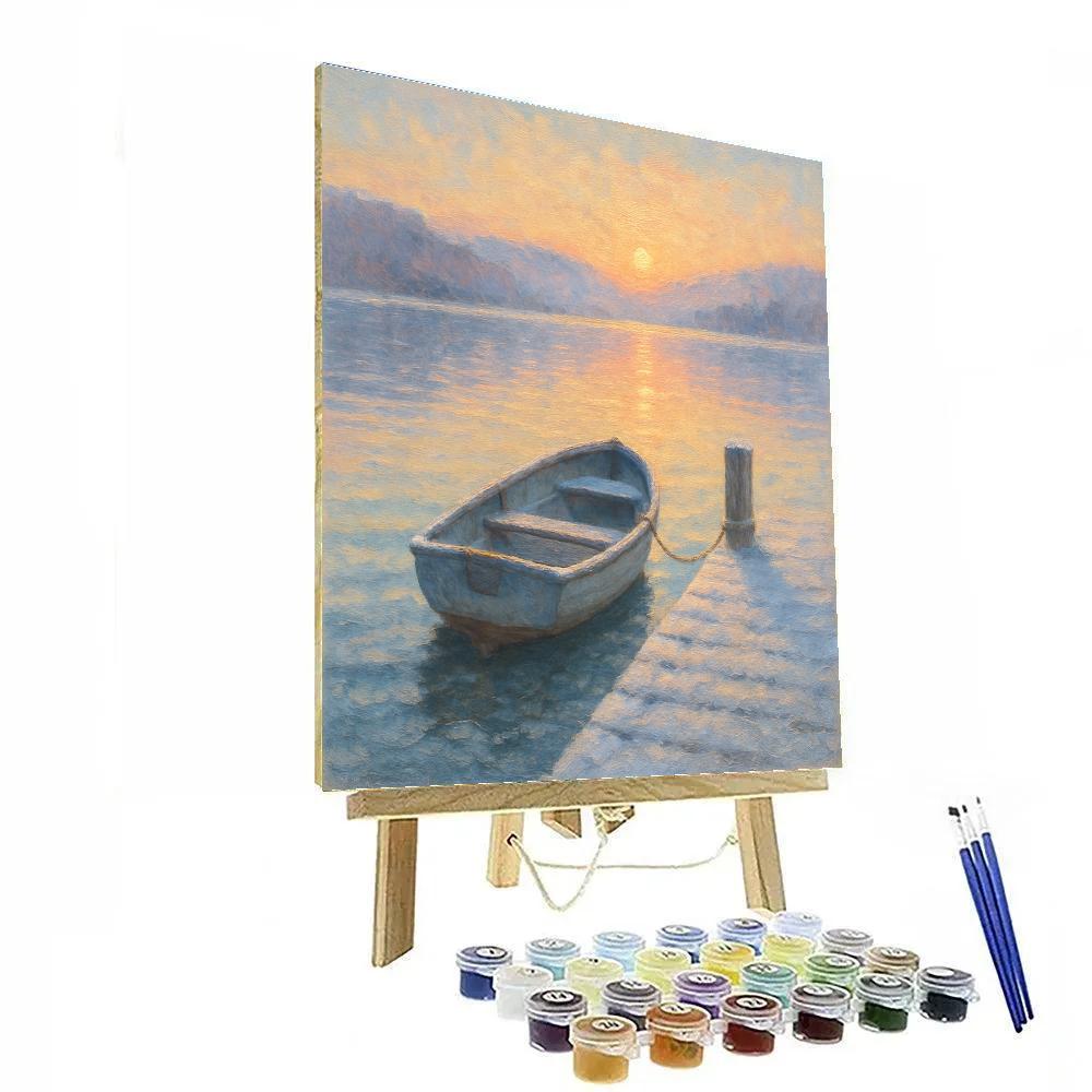 Rowboat Near Frosted Dock Paint by numbers art