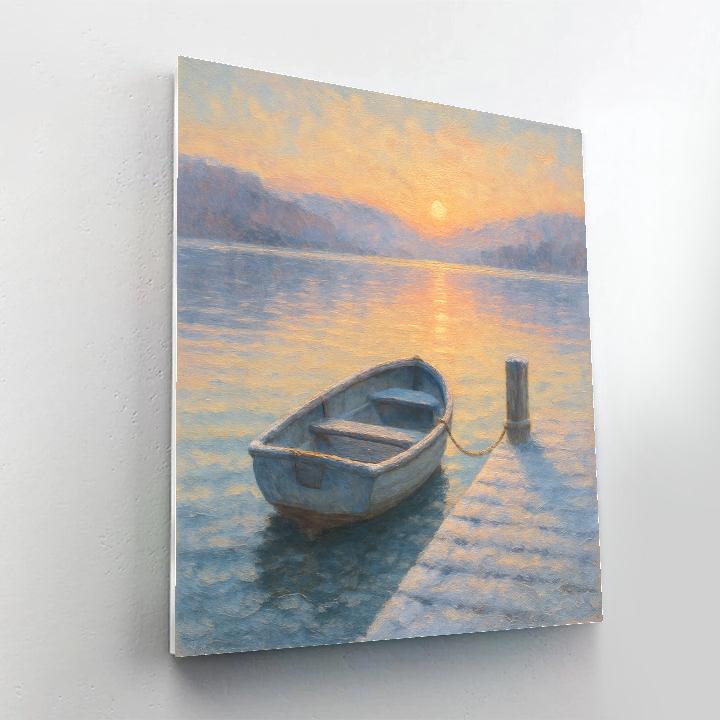 Rowboat Near Frosted Dock Paint by numbers art