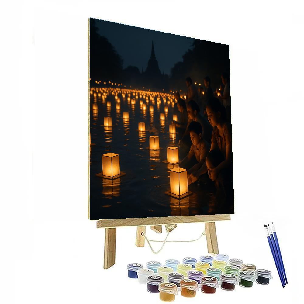 Vivid Lantern Festival Riverside paint by number